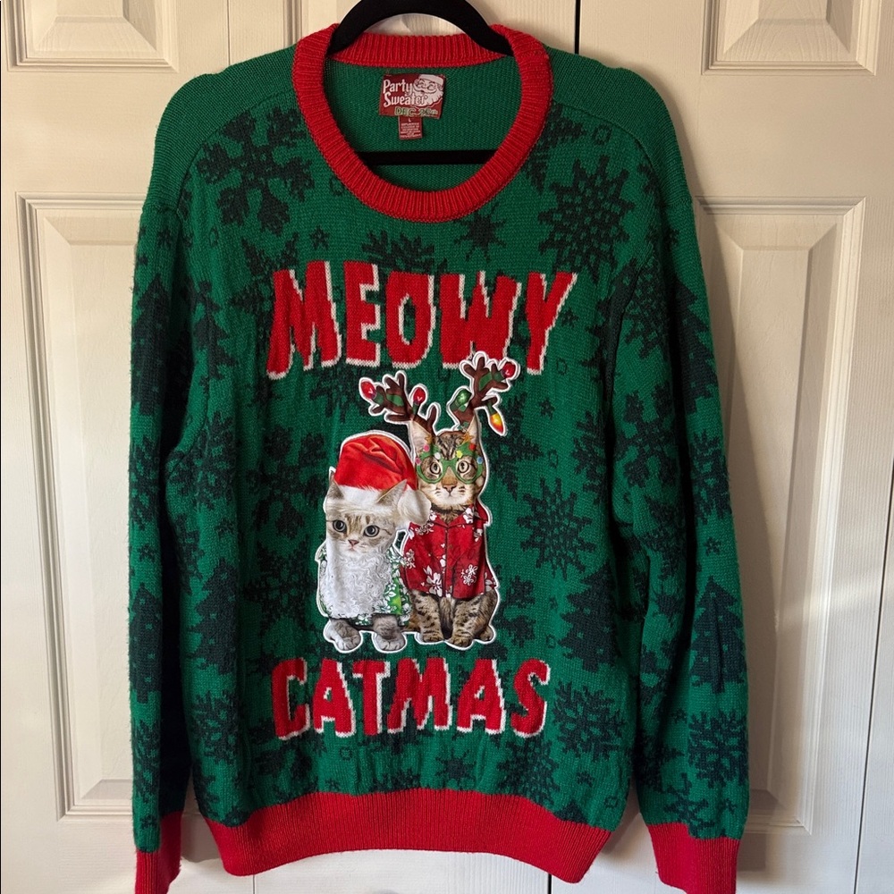 Meowy Catmas Green Sweater